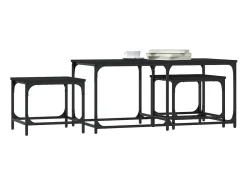 Mesas de encaixar 3 pcs derivados de madeira preto