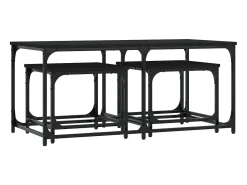 Mesas de encaixar 3 pcs derivados de madeira preto