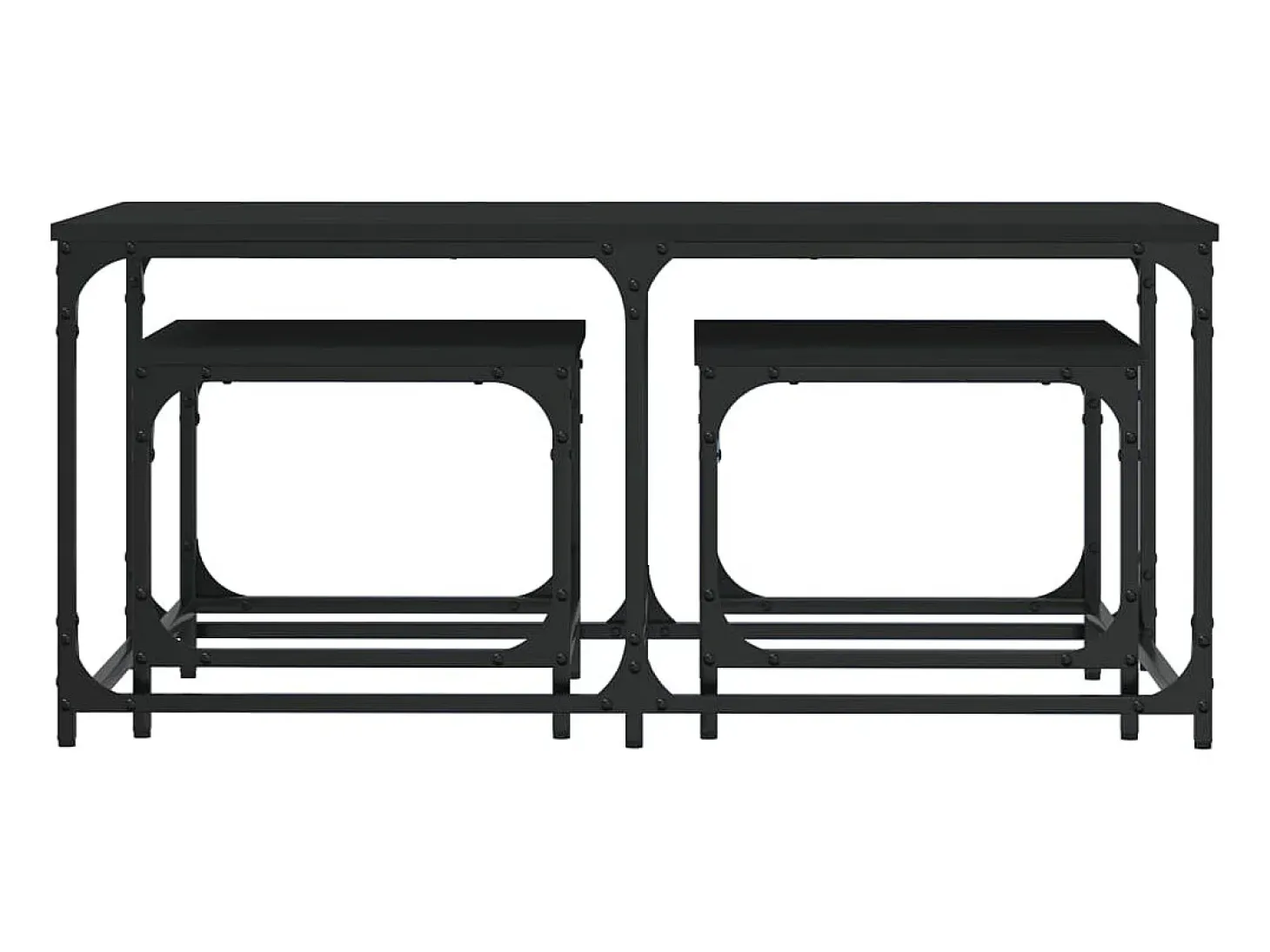 Mesas de encaixar 3 pcs derivados de madeira preto