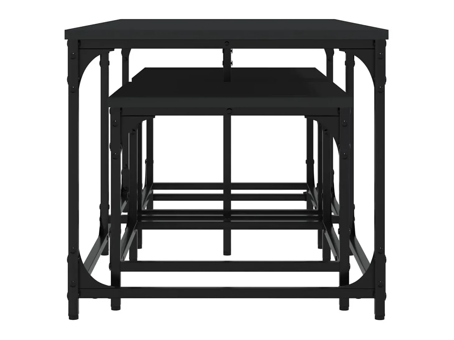 Mesas de encaixar 3 pcs derivados de madeira preto