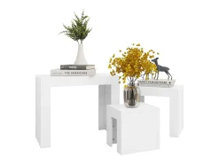 Mesas de encaixar 3 pcs derivados de madeira branco