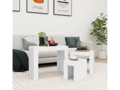 Mesas de encaixar 3 pcs derivados de madeira branco