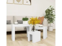 Mesas de encaixar 3 pcs derivados de madeira branco