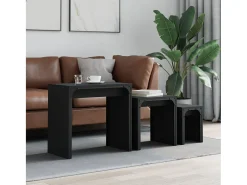 Mesas de encaixar 3 pcs derivados de madeira preto