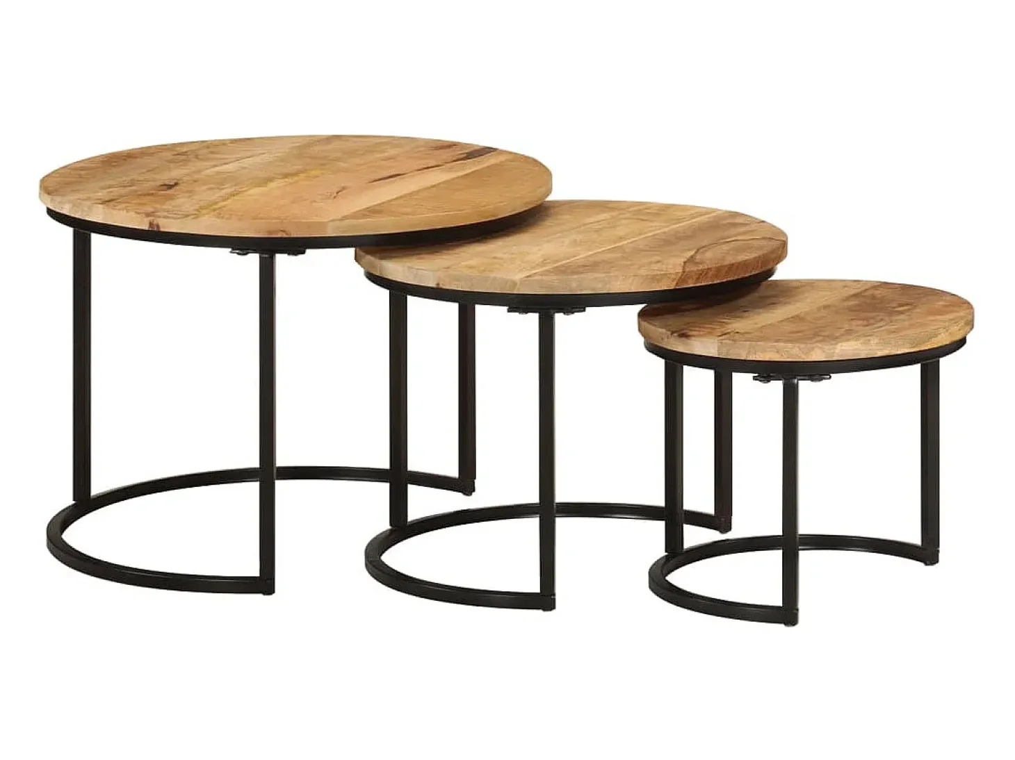 Mesas de encaixar 3 pcs madeira de mangueira áspera maciça