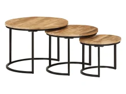 Mesas de encaixar 3 pcs madeira de mangueira áspera maciça