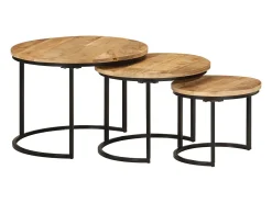 Mesas de encaixar 3 pcs madeira de mangueira áspera maciça