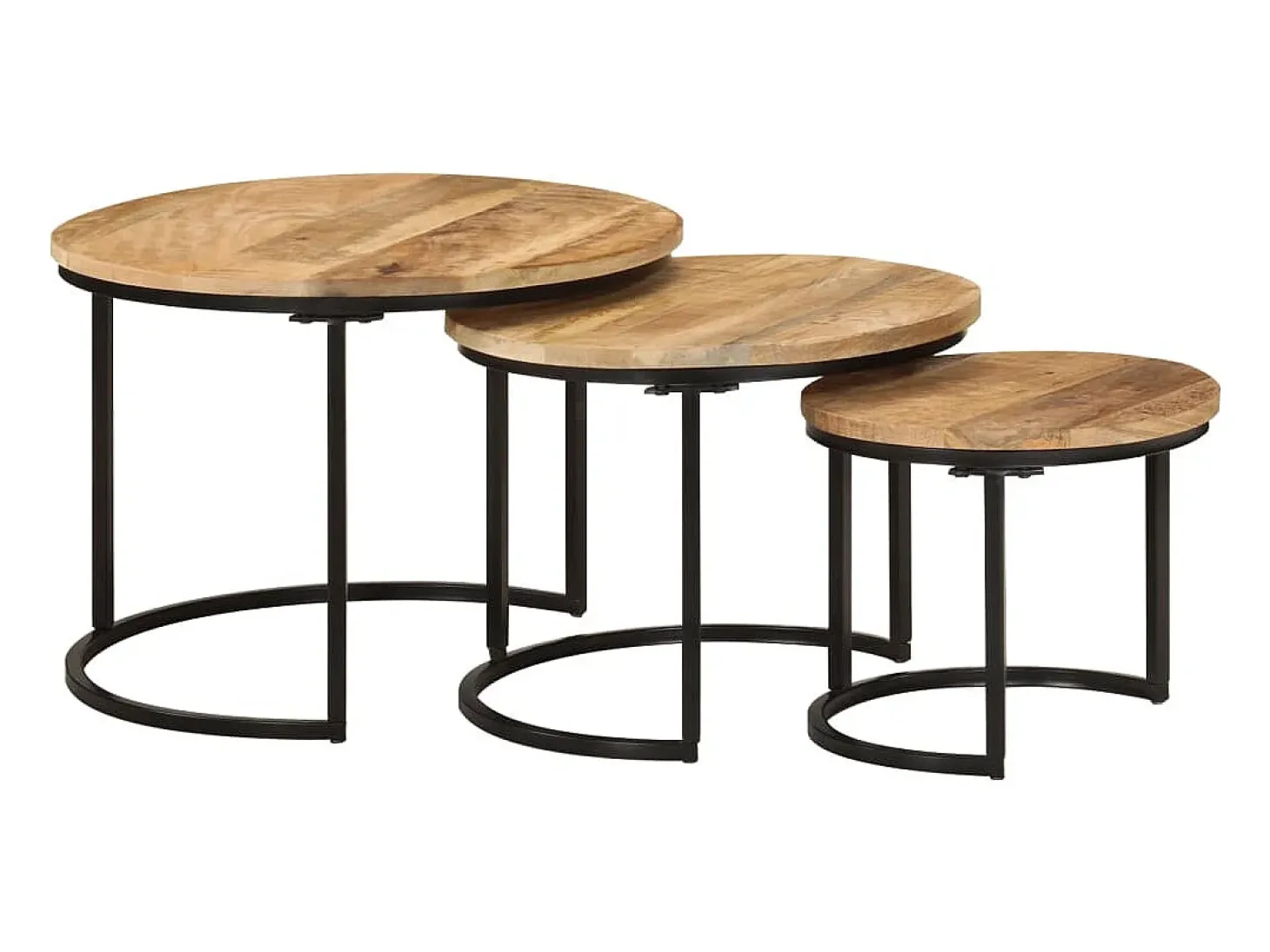 Mesas de encaixar 3 pcs madeira de mangueira áspera maciça