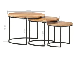 Mesas de encaixar 3 pcs madeira de acácia maciça