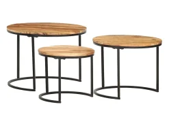 Mesas de encaixar 3 pcs madeira de acácia maciça