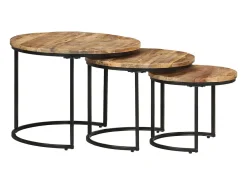 Mesas de encaixar 3 pcs madeira de mangueira áspera