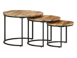 Mesas de encaixar 3 pcs madeira de mangueira áspera