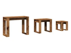 Mesas de encastrar 3 pcs derivados de madeira madeira velha