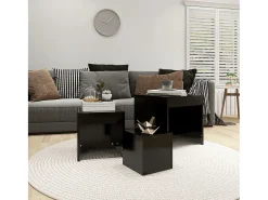 Mesas de encastrar 3 pcs derivados de madeira preto PT449113