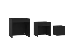 Mesas de encastrar 3 pcs derivados de madeira preto PT449113
