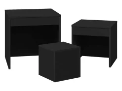 Mesas de encastrar 3 pcs derivados de madeira preto
