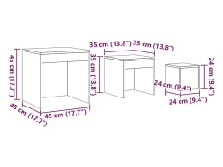 Mesas de encastrar 3 pcs derivados de madeira madeira velha