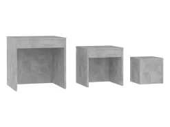Mesas de encastrar 3 pcs madeira processada cinza cimento PT768902