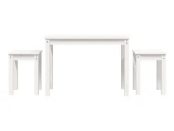 Mesas de encastrar 3 pcs madeira de pinho maciça branco PT748923