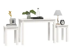 Mesas de encastrar 3 pcs madeira de pinho maciça branco PT748923