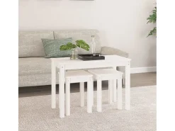 Mesas de encastrar 3 pcs madeira de pinho maciça branco PT748923