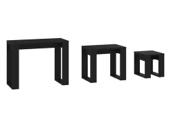 Mesas de encastrar 3 pcs madeira processada preto