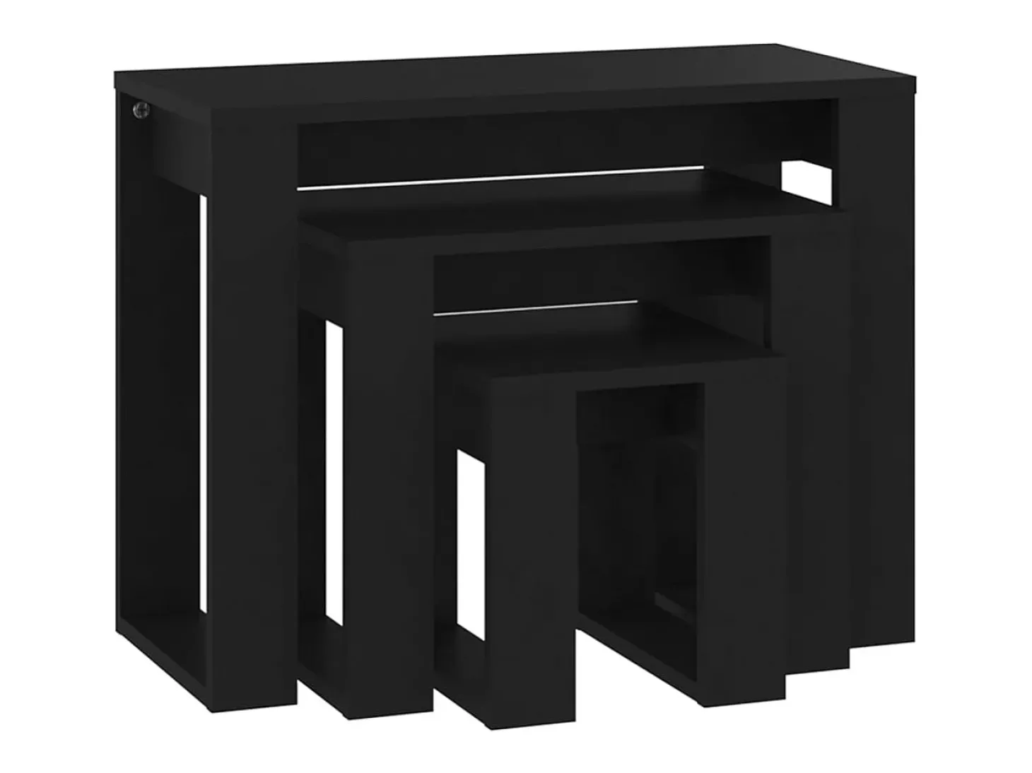 Mesas de encastrar 3 pcs madeira processada preto