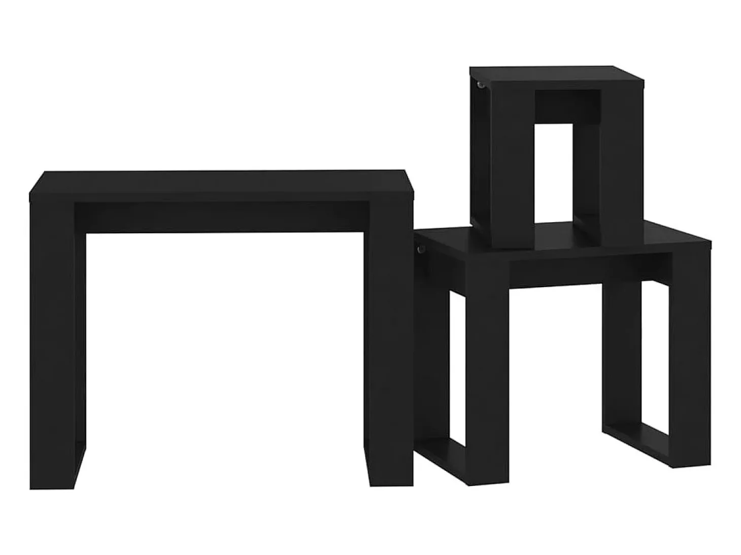 Mesas de encastrar 3 pcs madeira processada preto