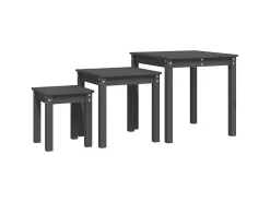 Mesas de encastrar 3 pcs madeira de pinho maciça cinzento PT864412