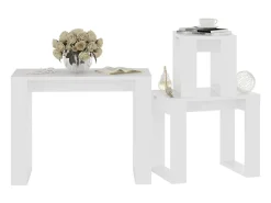 Mesas de encastrar 3 pcs madeira processada branco PT726777
