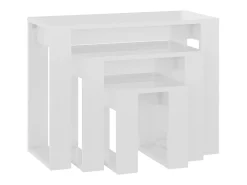 Mesas de encastrar 3 pcs madeira processada branco brilhante PT126661