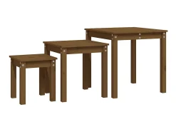 Mesas de encastrar 3 pcs madeira de pinho maciça castanho mel PT755452