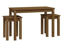 Mesas de encastrar 3 pcs madeira de pinho maciça castanho mel