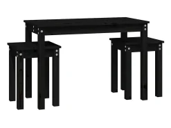 Mesas de encastrar 3 pcs madeira de pinho maciça preto PT213924