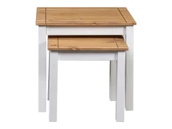 Mesas de encastrar 2 pcs madeira de pinho maciça Panama branco PT721402