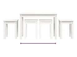 Mesas de encastrar 3 pcs madeira de pinho maciça branco