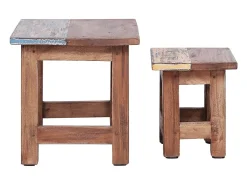 Mesas de encastrar 2 pcs madeira de mogno maciça