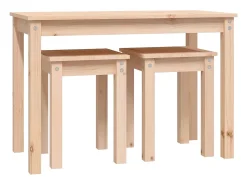 Mesas de encastrar 3 pcs madeira de pinho maciça