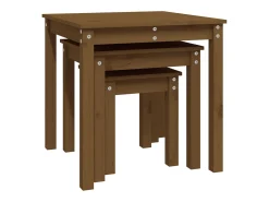 Mesas de encastrar 3 pcs madeira de pinho maciça castanho mel