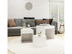 Mesas de encastrar 3 pcs madeira processada branco PT546790