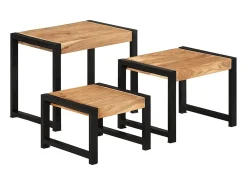Mesas de encastrar 3 pcs madeira maciça