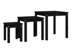 Mesas de encastrar 3 pcs madeira de pinho maciça preto PT913641