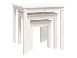 Mesas de encastrar 3 pcs madeira de pinho maciça branco
