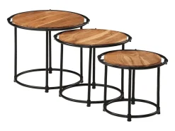 Mesas de encastrar 3 pcs madeira de acácia maciça PT914190