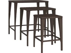Mesas de encastrar 3 pcs vime PE castanho PT781515