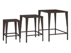 Mesas de encastrar 3 pcs vime PE castanho PT781515