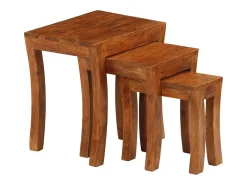 Mesas encastrar 3 pcs madeira acácia maciça 50x35x50cm castanho