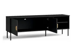 Meuble TV 2 Portes - noir avec poignées dorées - 160 CM - collection MONDO
