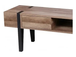 Meuble TV LOVY – Bois avec Pieds en Métal Noir, 1 Tiroir et 1 Niche