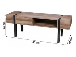 Meuble TV LOVY – Bois avec Pieds en Métal Noir, 1 Tiroir et 1 Niche